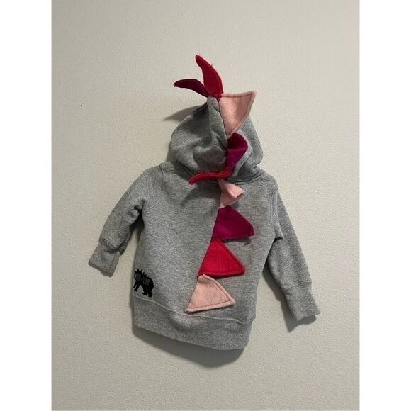 Kids Gray Dinosaur Hoodie Costume‎ Cozy Zip Up Outfit Toddler Infant Size 6M - Picture 4 of 6